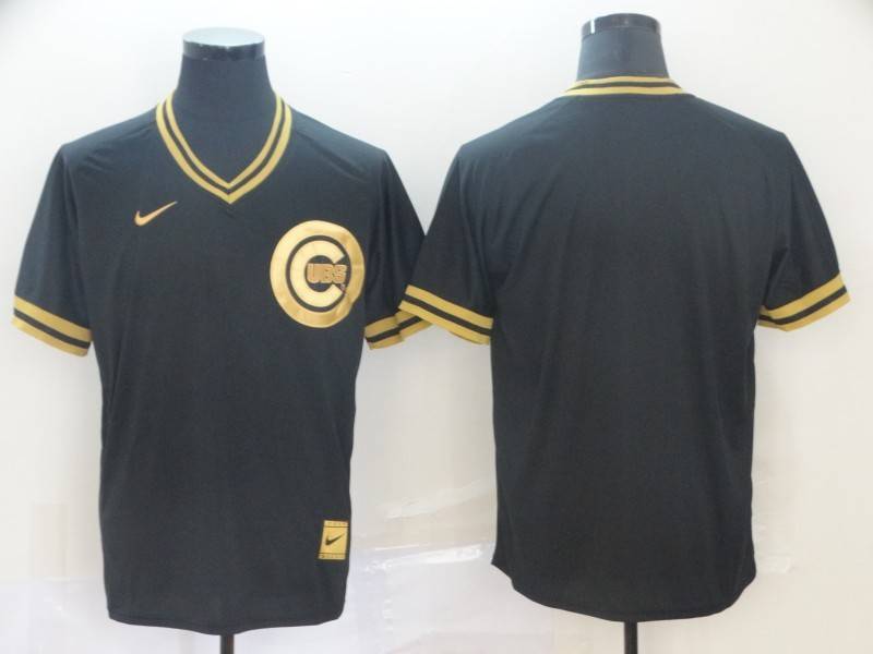 Chicago Cubs Black Gold Retro MLB Jersey Chicago Cubs Black Gold Retro MLB Jersey