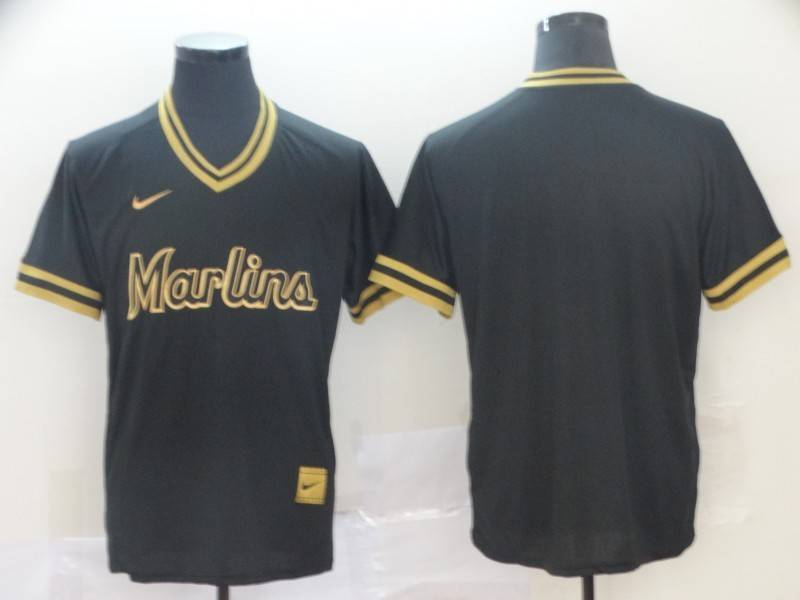 Miami Marlins Black Gold Retro MLB Jersey Miami Marlins Black Gold Retro MLB Jersey