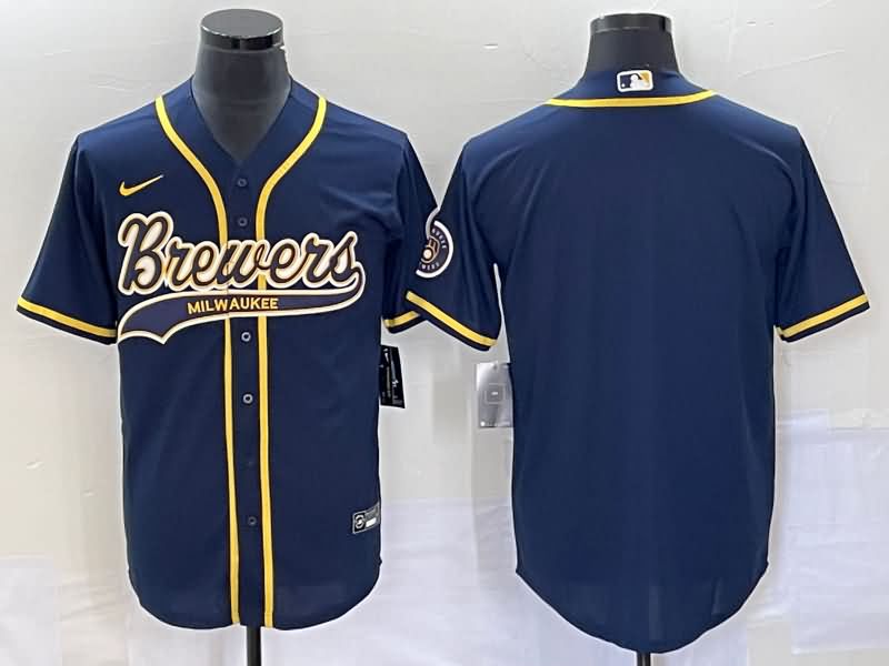 Milwaukee Brewers Dark Blue MLB Jersey 02 Milwaukee Brewers Dark Blue MLB Jersey 02