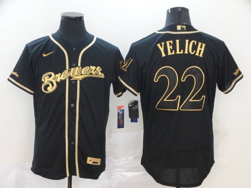Milwaukee Brewers Black Gold Elite MLB Jersey Milwaukee Brewers Black Gold Elite MLB Jersey