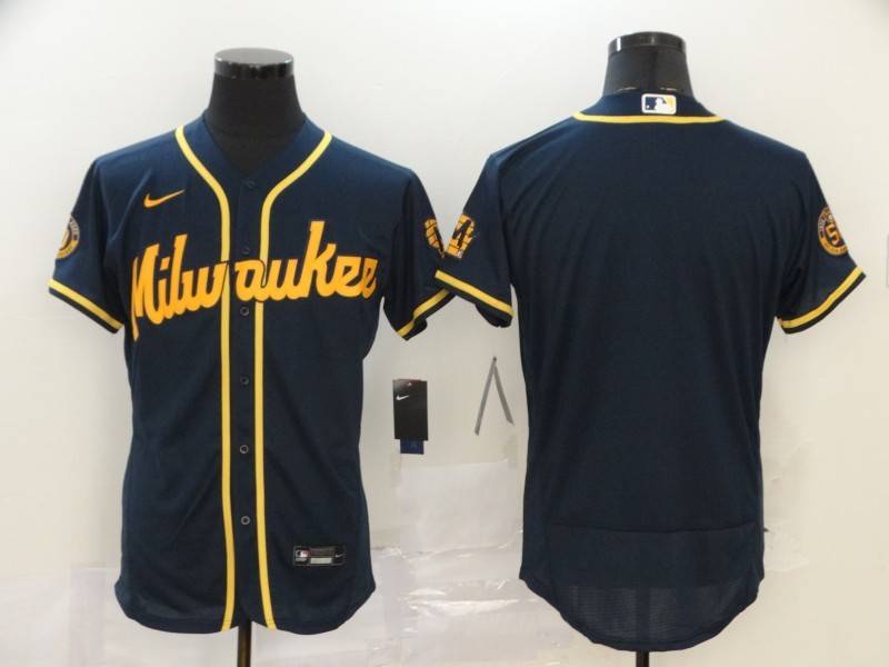 Milwaukee Brewers Dark Blue Elite MLB Jersey Milwaukee Brewers Dark Blue Elite MLB Jersey