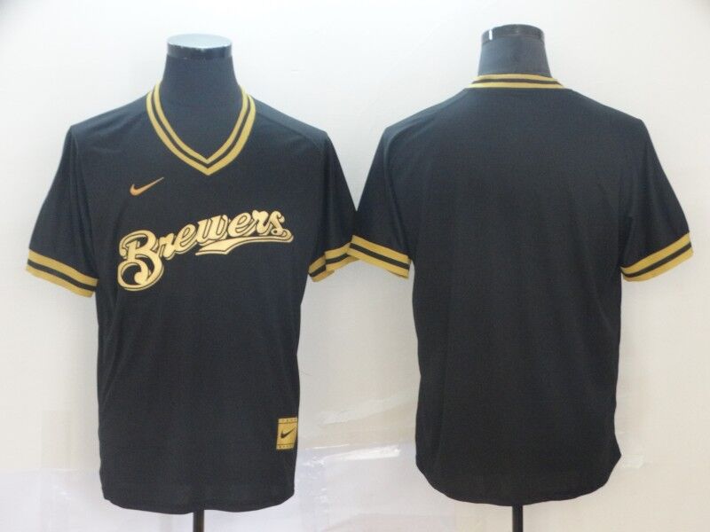 Milwaukee Brewers Black Gold Retro MLB Jersey Milwaukee Brewers Black Gold Retro MLB Jersey