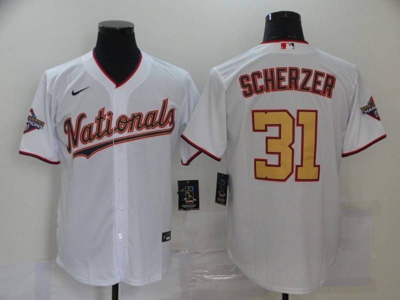 Washington Nationals White Gold MLB Jersey