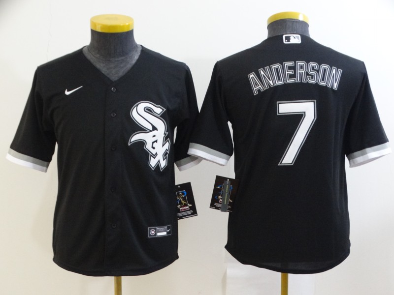 Kids Chicago White Sox Black #7 ANDERSON MLB Jersey Kids Chicago White Sox Black #7 ANDERSON MLB Jersey