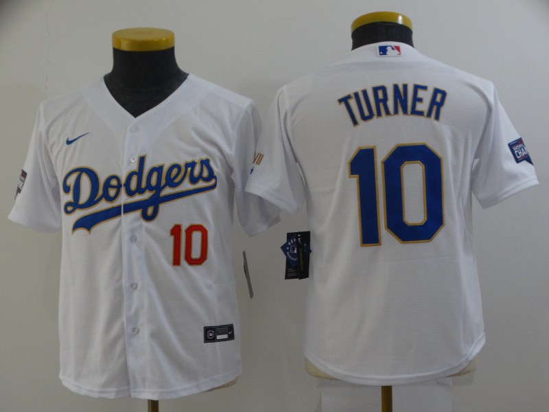 Kids Los Angeles Dodgers White #10 TURNER MLB Jersey Kids Los Angeles Dodgers White #10 TURNER MLB Jersey