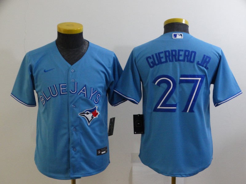 Kids Toronto Blue Jays Light Blue #27 GUERRERO JR. MLB Jersey Kids Toronto Blue Jays Light Blue #27 GUERRERO JR. MLB Jersey