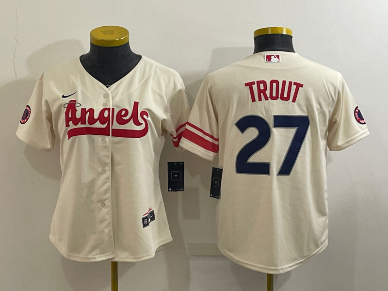 Los Angeles Angels Cream #27 TROUT Women MLB Jersey Los Angeles Angels Cream #27 TROUT Women MLB Jersey