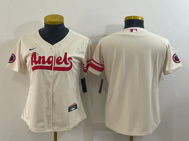 Los Angeles Angels Cream Custom Women MLB Jersey Los Angeles Angels Cream Custom Women MLB Jersey