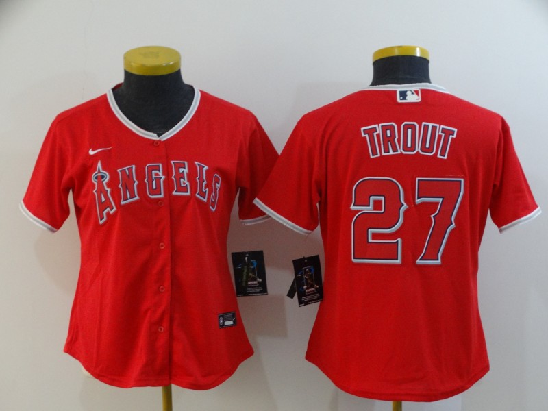 Los Angeles Angels #27 TROUT Red Women MLB Jersey Los Angeles Angels #27 TROUT Red Women MLB Jersey