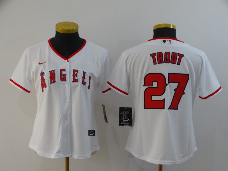Los Angeles Angels #27 TROUT White Women MLB Jersey Los Angeles Angels #27 TROUT White Women MLB Jersey