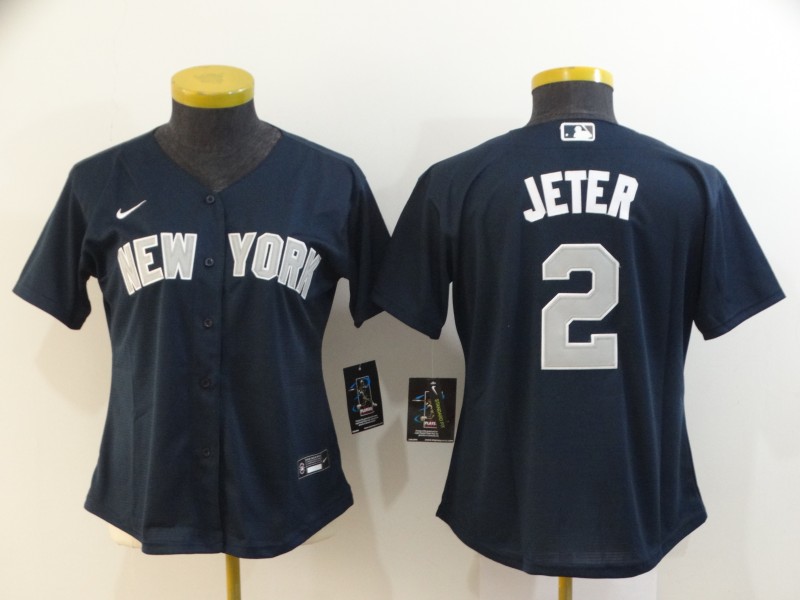 New York Yankees #2 JETER Dark Blue Women MLB Jersey New York Yankees #2 JETER Dark Blue Women MLB Jersey