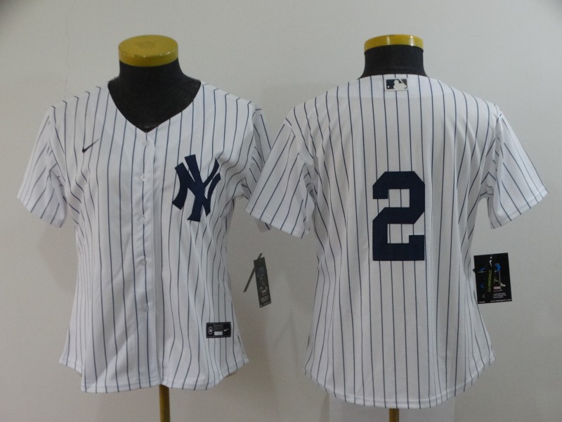 New York Yankees #2 JETER White Women MLB Jersey New York Yankees #2 JETER White Women MLB Jersey