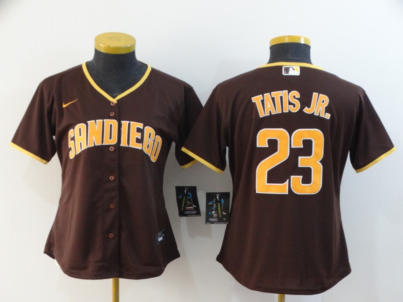 San Diego Padres #23 TATIS JR. Brown Women MLB Jersey San Diego Padres #23 TATIS JR. Brown Women MLB Jersey