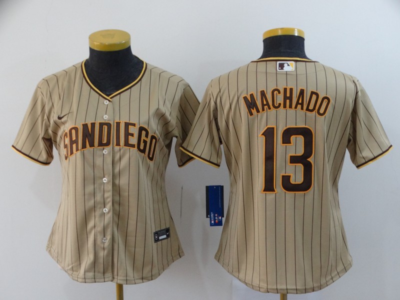 San Diego Padres #13 MACHADO Tan Women MLB Jersey San Diego Padres #13 MACHADO Tan Women MLB Jersey