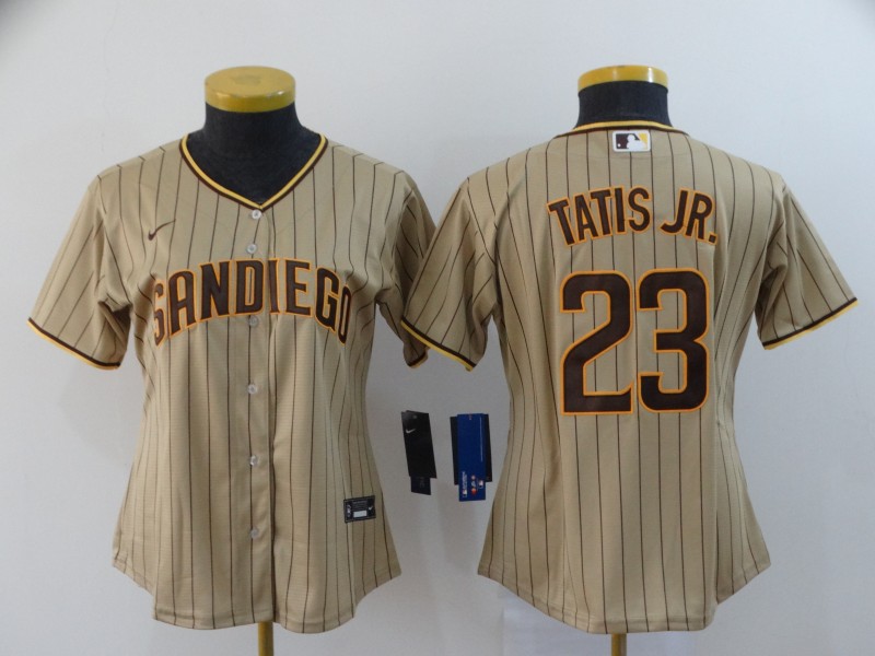 San Diego Padres #23 TATIS JR. Tan Women MLB Jersey San Diego Padres #23 TATIS JR. Tan Women MLB Jersey