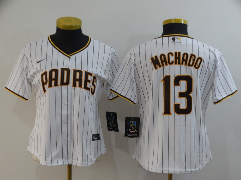 San Diego Padres #13 MACHADO White Women MLB Jersey San Diego Padres #13 MACHADO White Women MLB Jersey