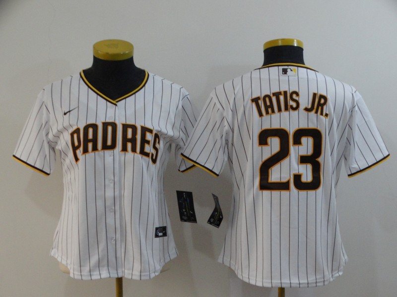 San Diego Padres #23 TATIS JR. White Women MLB Jersey San Diego Padres #23 TATIS JR. White Women MLB Jersey