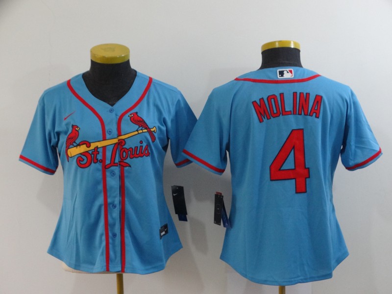 St. Louis Cardinals #4 MOLINA Blue Women MLB Jersey St. Louis Cardinals #4 MOLINA Blue Women MLB Jersey