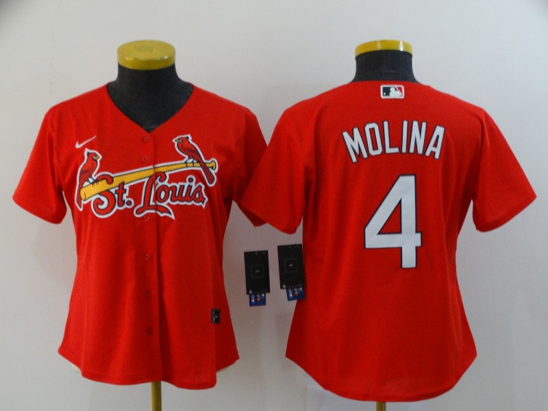 St. Louis Cardinals #4 MOLINA Red Women MLB Jersey St. Louis Cardinals #4 MOLINA Red Women MLB Jersey