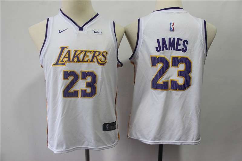 Los Angeles Lakers White JAMES #23 Young NBA Jersey 02 (Stitched) Los Angeles Lakers White JAMES #23 Young NBA Jersey 02 (Stitched)