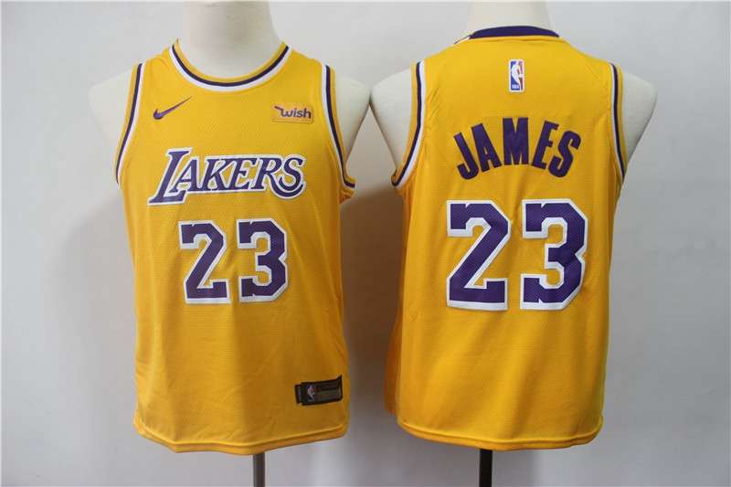 Los Angeles Lakers Yellow JAMES #23 Young NBA Jersey (Stitched) Los Angeles Lakers Yellow JAMES #23 Young NBA Jersey (Stitched)