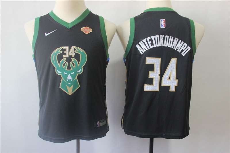 Milwaukee Bucks Black ANTETOKOUNMPO #34 Young NBA Jersey (Stitched) Milwaukee Bucks Black ANTETOKOUNMPO #34 Young NBA Jersey (Stitched)