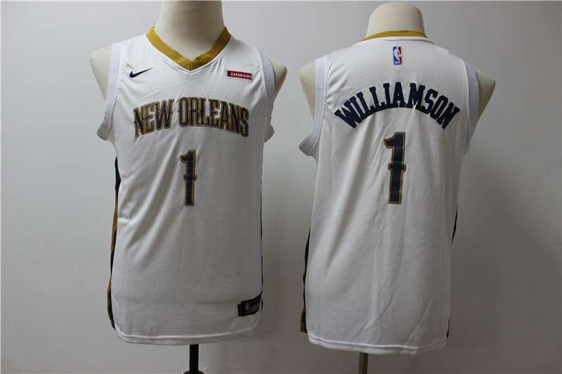 New Orleans Pelicans White WILLIAMSON #1 Young NBA Jersey (Stitched) New Orleans Pelicans White WILLIAMSON #1 Young NBA Jersey (Stitched)