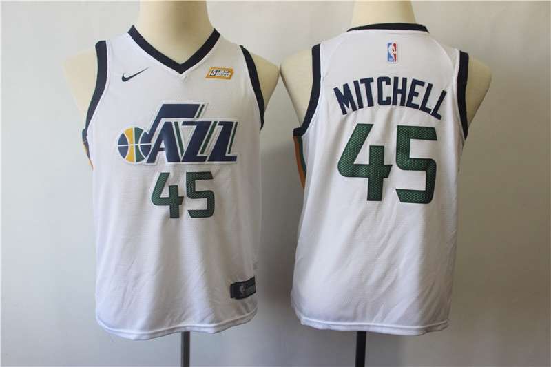 Utah Jazz White MITCHELL #45 Young NBA Jersey (Stitched) Utah Jazz White MITCHELL #45 Young NBA Jersey (Stitched)