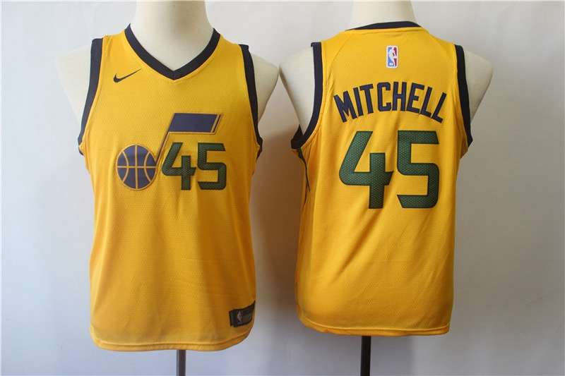 Utah Jazz Yellow MITCHELL #45 Young NBA Jersey (Stitched) Utah Jazz Yellow MITCHELL #45 Young NBA Jersey (Stitched)
