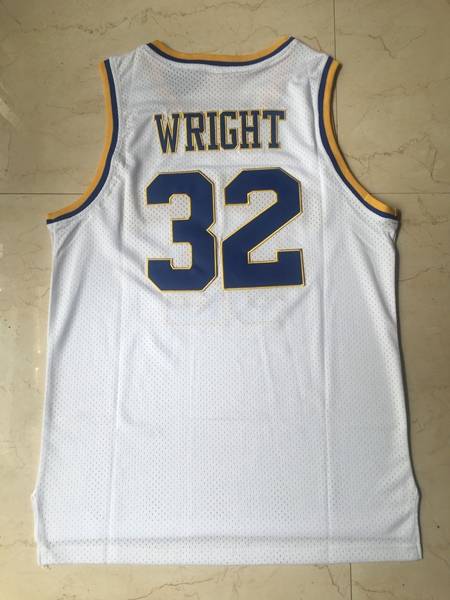 Movie White #32 WRIGHT Basketball Jersey (Stitched)