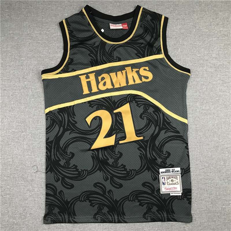 Atlanta Hawks 1986/87 Black #21 WILKINS Classics Basketball Jersey (Stitched) Atlanta Hawks 1986/87 Black #21 WILKINS Classics Basketball Jersey (Stitched)