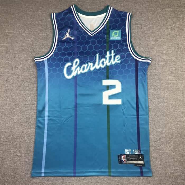 Charlotte Hornets 21/22 Blue #2 BALL City AJ Basketball Jersey (Stitched) Charlotte Hornets 21/22 Blue #2 BALL City AJ Basketball Jersey (Stitched)
