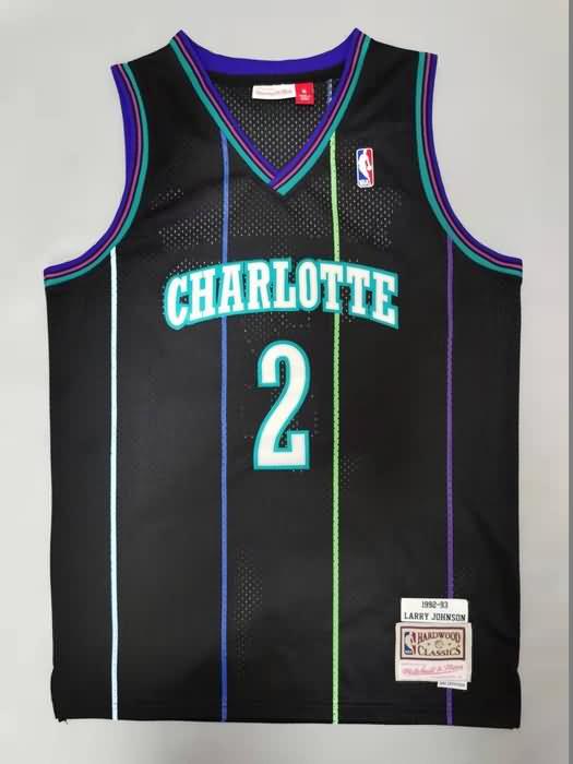 Charlotte Hornets 1992/93 Black #2 JOHNSON Classics Basketball Jersey (Stitched) Charlotte Hornets 1992/93 Black #2 JOHNSON Classics Basketball Jersey (Stitched)