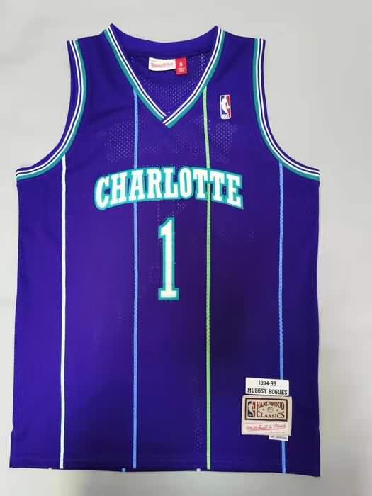 Charlotte Hornets 1994/95 Purple #1 BOGUES Classics Basketball Jersey (Stitched) Charlotte Hornets 1994/95 Purple #1 BOGUES Classics Basketball Jersey (Stitched)