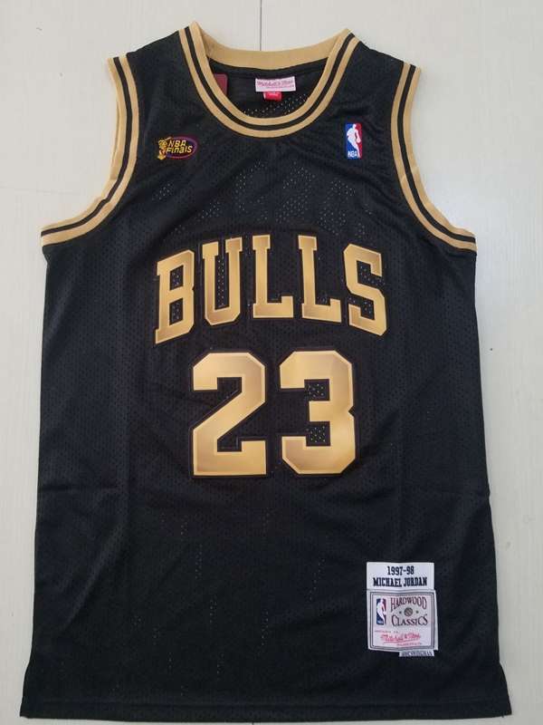 Chicago Bulls 1997/98 Black Gold #23 JORDAN Classics Basketball Jersey (Stitched) Chicago Bulls 1997/98 Black Gold #23 JORDAN Classics Basketball Jersey (Stitched)