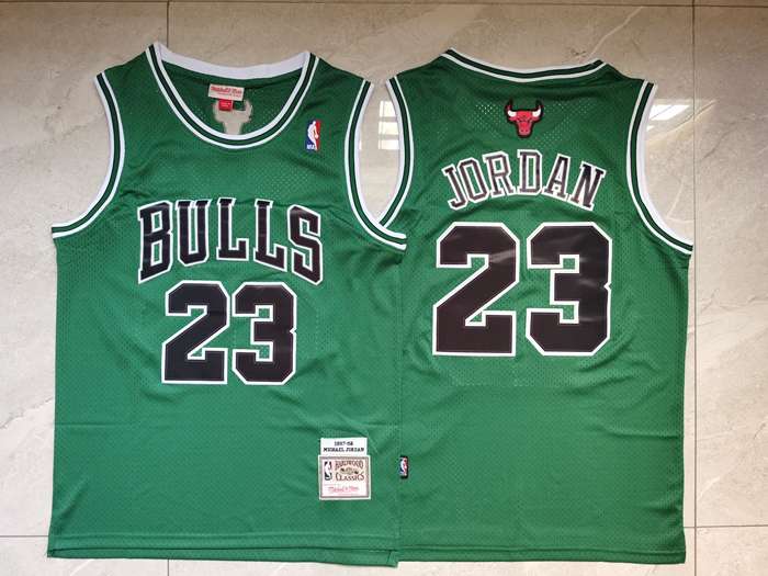 Chicago Bulls 1997/98 Green #23 JORDAN Classics Basketball Jersey (Stitched) Chicago Bulls 1997/98 Green #23 JORDAN Classics Basketball Jersey (Stitched)