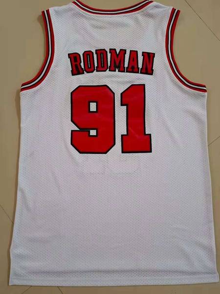 1997/98 Chicago Bulls White #91 RODMAN Classics Basketball Jersey (Stitched)