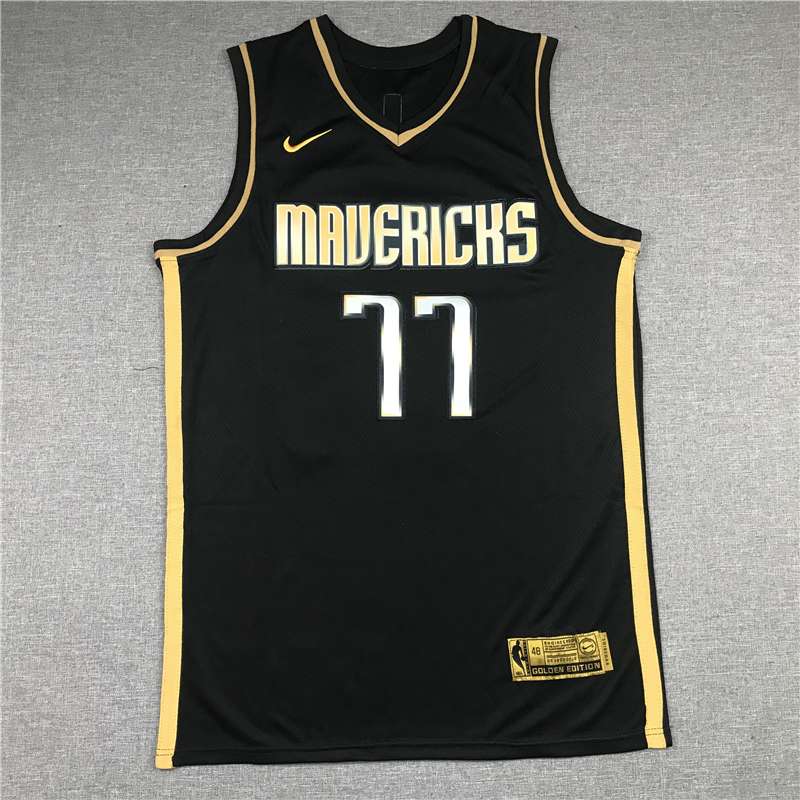 Dallas Mavericks 20/21 Black Gold #77 DONCIC Basketball Jersey (Stitched) Dallas Mavericks 20/21 Black Gold #77 DONCIC Basketball Jersey (Stitched)