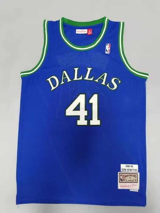 Dallas Mavericks 1998/99 Blue #41 NOWITZKI Classics Basketball Jersey (Stitched) Dallas Mavericks 1998/99 Blue #41 NOWITZKI Classics Basketball Jersey (Stitched)