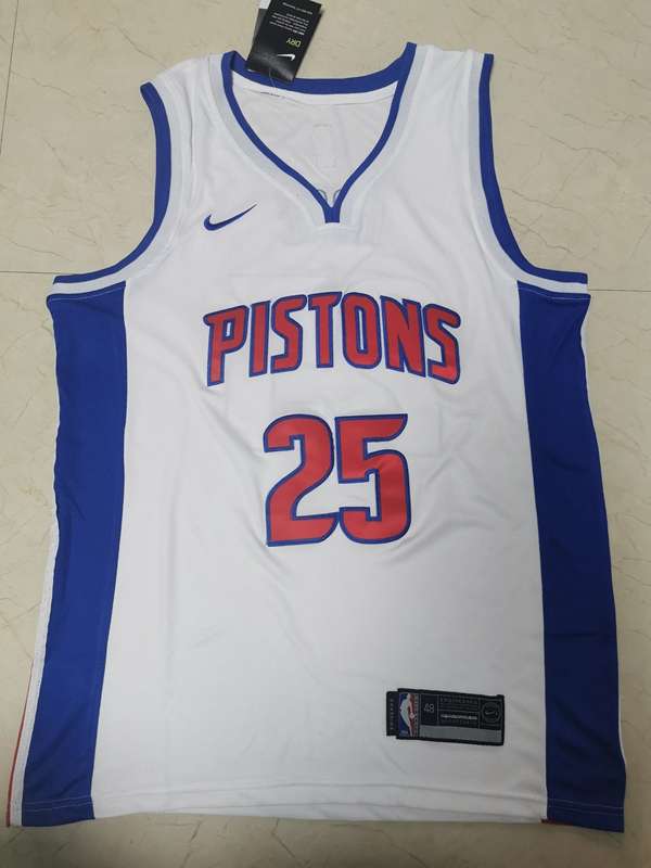 Detroit Pistons 20/21 White #25 ROSE Basketball Jersey (Stitched) Detroit Pistons 20/21 White #25 ROSE Basketball Jersey (Stitched)