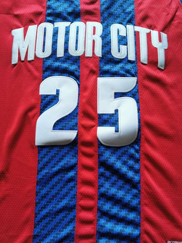 Detroit Pistons 2020 Red #25 ROSE City Basketball Jersey (Stitched)