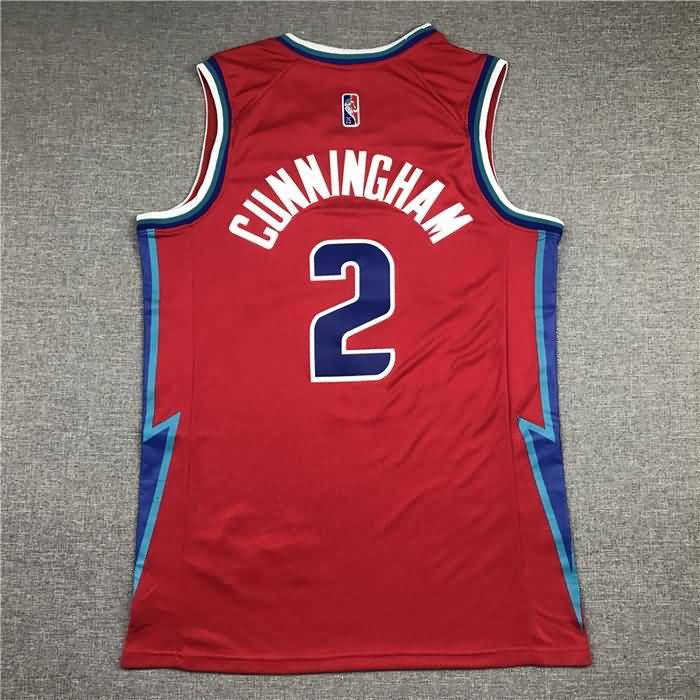 Detroit Pistons 21/22 Red #2 CUNNINGHAM City Basketball Jersey (Stitched)