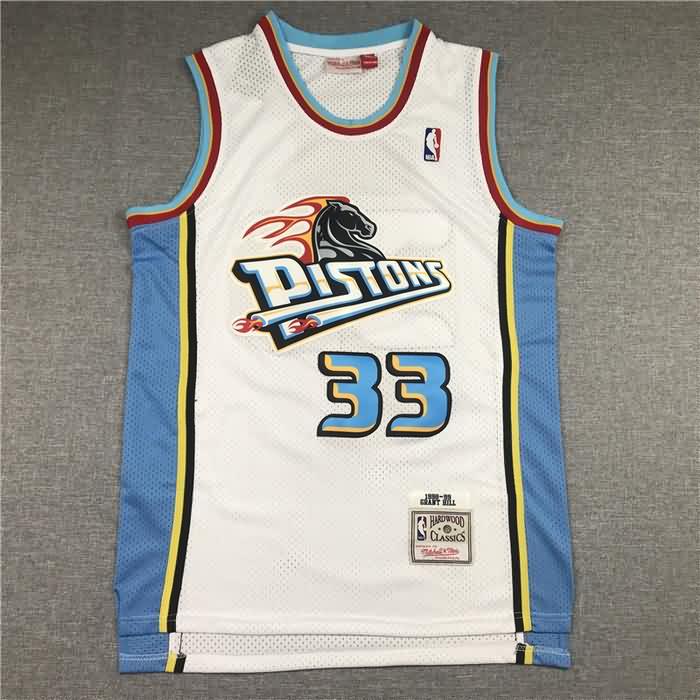 Detroit Pistons 1998/99 White #33 HILL Classics Basketball Jersey (Stitched) Detroit Pistons 1998/99 White #33 HILL Classics Basketball Jersey (Stitched)