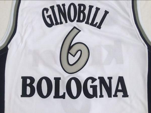 Bologna White #6 GINOBILI Basketball Jersey (Stitched)