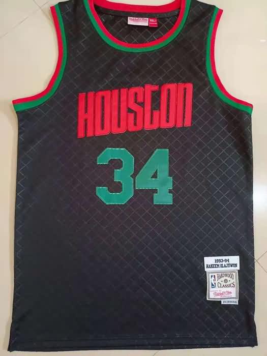 Houston Rockets 1993/94 Black #34 OLAJUWON Classics Basketball Jersey (Stitched) Houston Rockets 1993/94 Black #34 OLAJUWON Classics Basketball Jersey (Stitched)