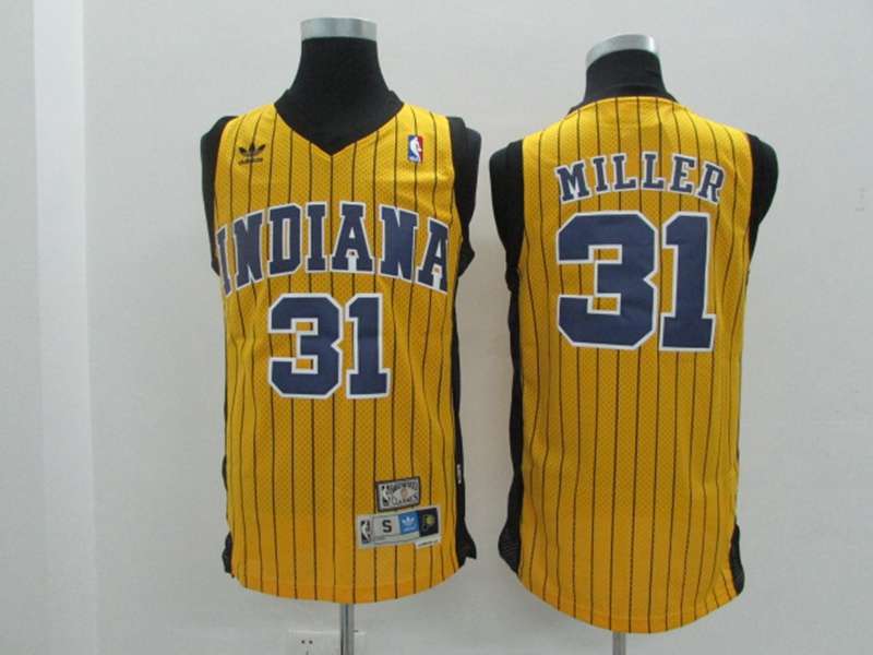 Indiana Pacers Yellow #31 MILLER Classics Basketball Jersey (Stitched) Indiana Pacers Yellow #31 MILLER Classics Basketball Jersey (Stitched)