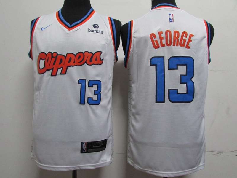 Los Angeles Clippers White #13 GEORGE Basketball Jersey 02 (Stitched) Los Angeles Clippers White #13 GEORGE Basketball Jersey 02 (Stitched)