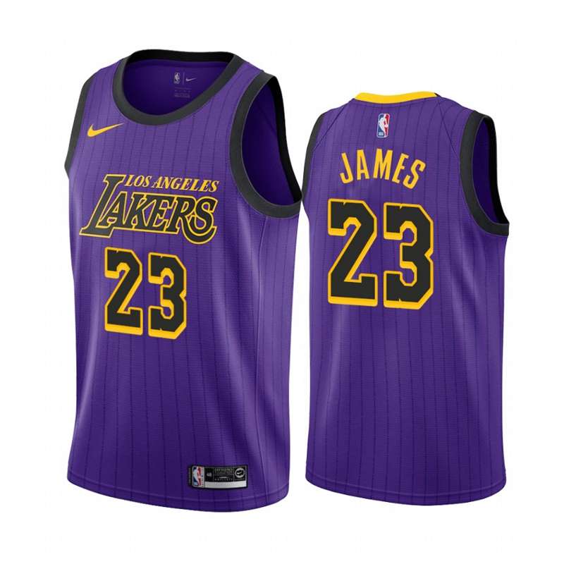 Los Angeles Lakers 2019 Purple #23 JAMES City Basketball Jersey (Stitched) Los Angeles Lakers 2019 Purple #23 JAMES City Basketball Jersey (Stitched)
