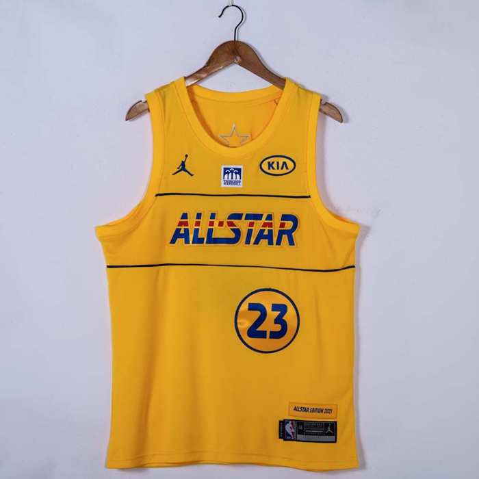 Los Angeles Lakers 2021 Yellow #23 JAMES ALL-STAR Basketball Jersey (Stitched) Los Angeles Lakers 2021 Yellow #23 JAMES ALL-STAR Basketball Jersey (Stitched)
