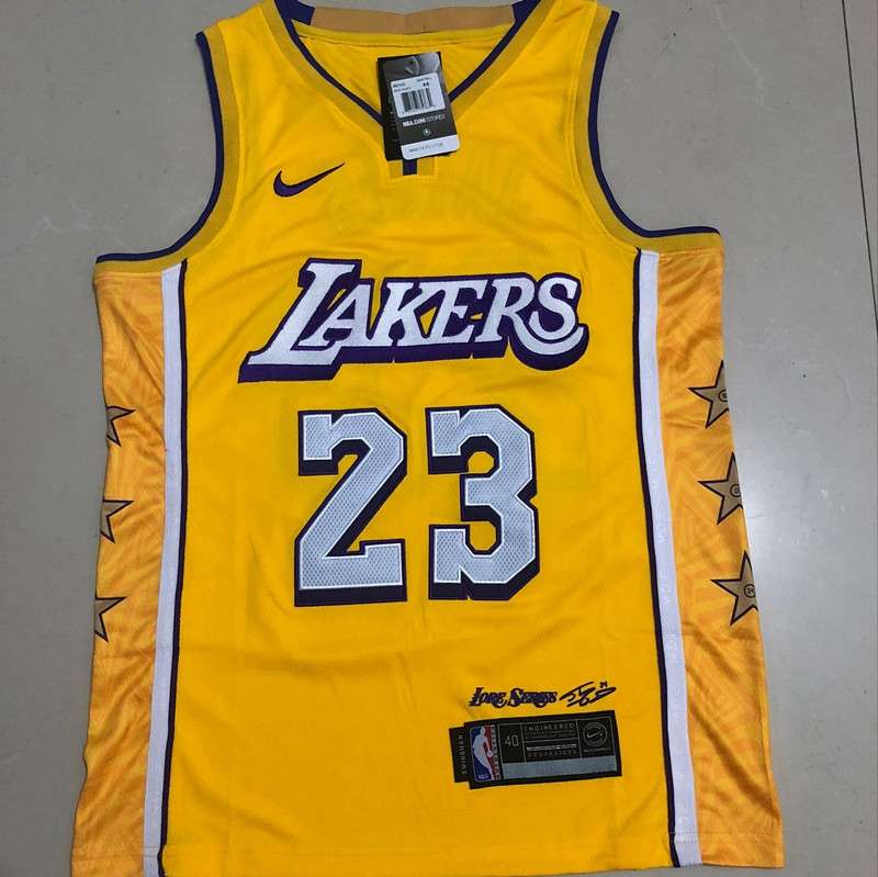 Los Angeles Lakers 2020 Yellow #23 JAMES City Basketball Jersey (Closely Stitched) Los Angeles Lakers 2020 Yellow #23 JAMES City Basketball Jersey (Closely Stitched)